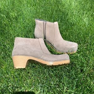 Dansko high heeled suede booties